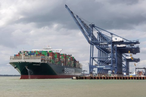 Evergreen Ever Govern one of the world's largest container ships making maiden call at Port of