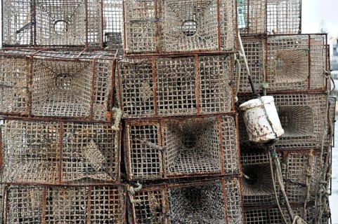 Lobster baskets, harbour, Cascais, Lisbon, Portugal, Europe