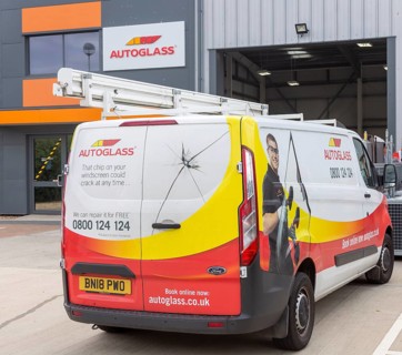 Autoglass van and workshop, Whitehouse industrial estate, Ipswich, England, UK