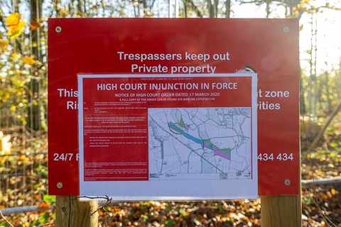 HS2 construction site Crackley Woods, Kenilworth, Warwickshire, England, UK, November 2020,