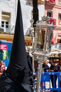 Semana Santa, procession with Nazarenos and tourists, celebrations in Cadiz, Spain, Europe