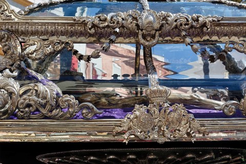 Semana Santa, procession, magnificent glass coffin, celebrations in Cadiz, detail, Spain, Europe