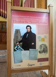 Display about Reverend Professor John Stevens Henslow (1796-1861), Hitcham church, Suffolk,