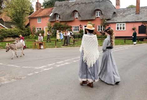 Filming a scene for Stanley's War film directed by Tim Curtis outside the Sorrel Horse pub,