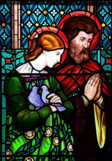 Stained glass window by Henry Holiday 1863 Shimpling church, Suffolk, England, UK Pre-Raphaelite