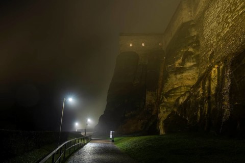 Winter atmosphere at the mountain fortress, Koenigstein, Saxony, Germany, Europe