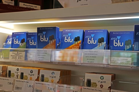 E-cigarettes or liquids in a shop
