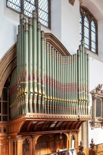Interior of church of Saint Mary, Halesworth, Suffolk, England, UK organ made by Normand and Beard