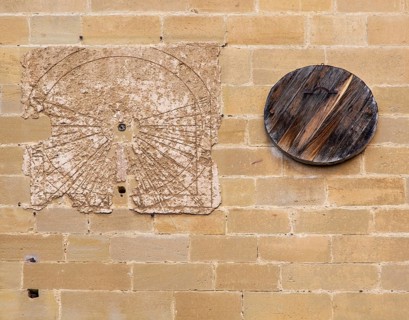 Historic scratch dials on wall of church of San Juan, Laguardia, Alava, Basque Country, northern