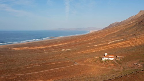 Playa de Cofete, Parque Natural Jandia, Jandia peninsula, Villa Winter, aerial view, Canary
