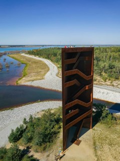 The 30 metre high landmark of the Lusatian Lakeland, the so-called Rusty Nail, was built at the