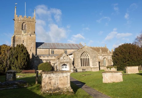 Historic village parish church of Saint Michael and All Angels, Urchfont, Wiltshire, England, UK