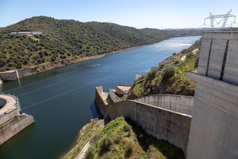 Barragem do Alqueva dam part of the multipurpose water management project on the Rio Guadiana river