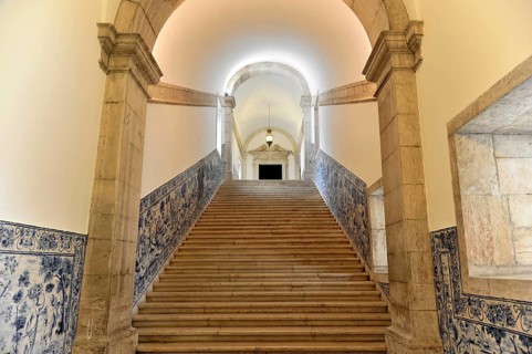 Staircase, Azulejos, Tile paintings, Monastery of Sao Vicente de Fora, built until 1624, Old Town,