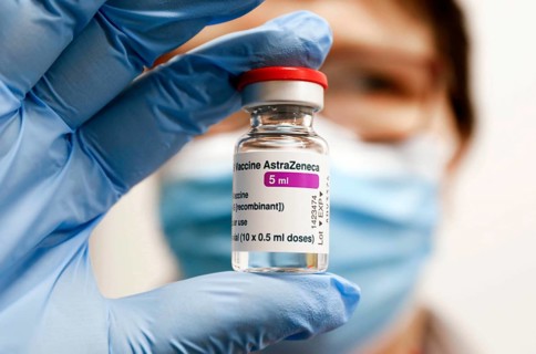 Vaccine vials with the Covid19 vaccine Astra Zenica in a vaccination centre, Schoenefeld, 26.02