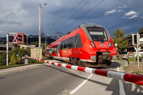 The Werdenfelsbahn, a local train operated by Deutsche Bahn, in Seefeld, Tyrol. The Werdenfelsbahn
