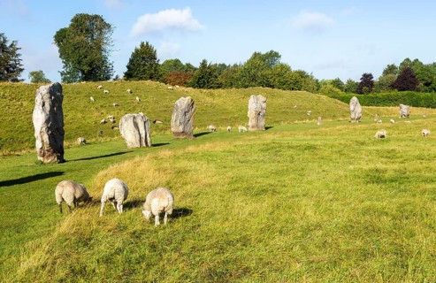 Standing stones in south west quadrant neolithic stone circle henge prehistoric monument, Avebury,