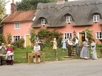 Filming a scene for Stanley's War film directed by Tim Curtis outside the Sorrel Horse pub,
