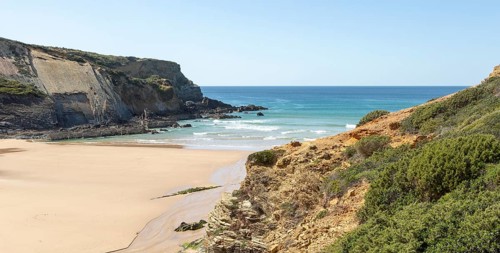 Sandy Carvalhal beach Costa Vicentina natural park, near Brejao, Alentejo Littoral, Portugal,