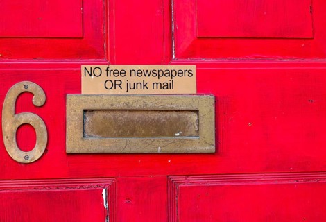 No free newspapers or junk mail letter box sign notice, UK