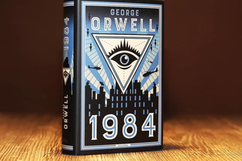 Close-up of the novel 1984 by George Orwell