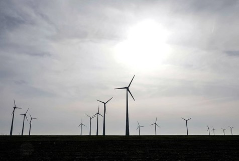 Windmills in a wind farm, Nauen, 03/03/2021