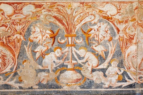 Image set of Casas Pintadas, Evora, Portugal unusual 16th-century murals paintings of creatures
