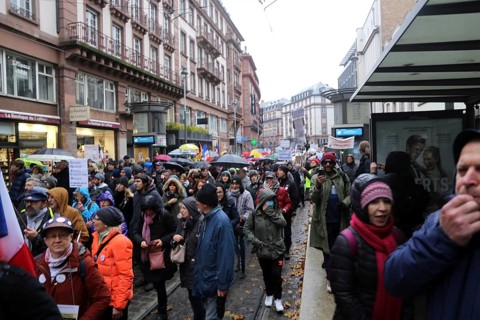 Strasbourg, France: Large demonstration for freedom against the corona measures and the vaccination