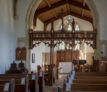 Interior of church at South Elmham St Peter, Suffolk, England, UK
