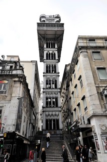 Elevador de Santa Justa, also known as Elevador do Carmo, connects the Baixa and Chiado