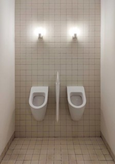 Two urinals in the men's toilet, Krefeld, Lower Rhine, North Rhine-Westphalia, Germany, Europe
