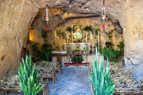 Sanctuary chapel building Santiago de la Virgen De la Pena, Mijas, Malaga province, Andalusia,