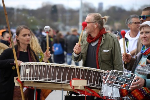 Lateral thinker demonstration in Stuttgart. The motto of the demonstration was Fundamental rights