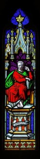 Stained glass window in church of Saint Margaret of Antioch, Leigh Delamere, Wiltshire, England, UK