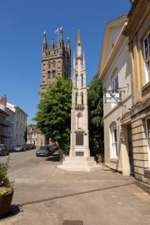 Historic church of Saint Mary, and war memorial, Warwick, Warwickshire, England, UK