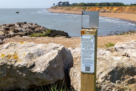 Soft cliffs rapid coastal erosion on North Sea coastline, coast at Bawdsey, Suffolk, England, Uk
