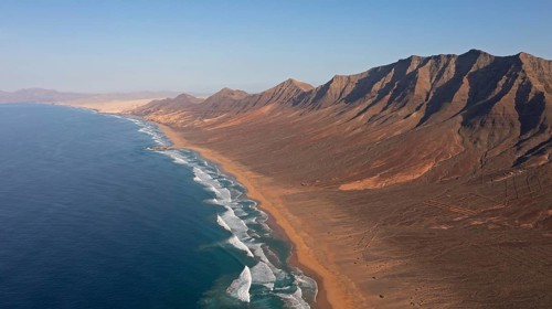 Playa de Cofete, Parque Natural Jandia, Jandia peninsula, aerial view, Canary Islands,