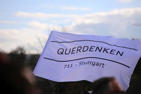 Lateral thinker demonstration in Stuttgart. The motto of the demonstration was Fundamental rights