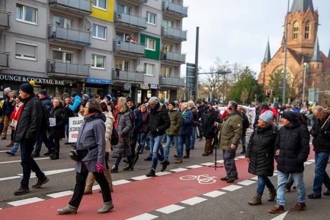 Karlsruhe, 10 December 2023: Large demonstration in favour of reappraisal of the coronavirus