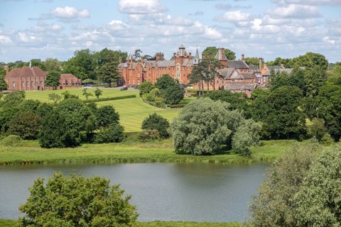 Framlingham College school and the mere lake, Framlingham, Suffolk, England, UK