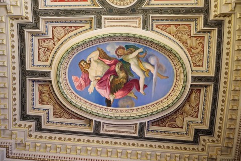 Ceiling design, interior design, Semperoper, Dresden, Saxony, Germany, Europe