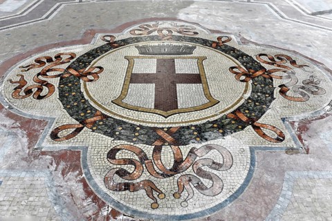Luxury shopping arcade, covered gallery Galleria Vittorio Emanuele II, first covered shopping