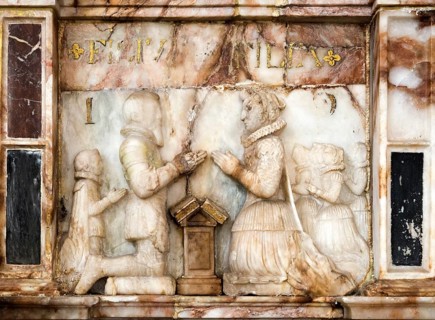 Tudor period 16th century Timperley family memorial alabaster monument Church of Saint Nicholas,