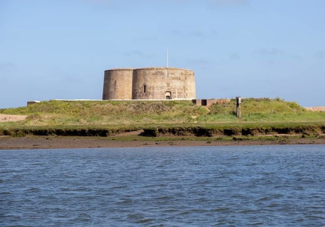 Lady Florence boat trip cruise River Ore, Orford Ness, Suffolk, England, Martello Tower CC (No. 1)