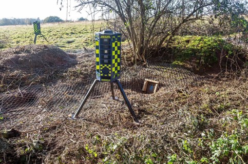 Eviction of badgers clearance of badger sett using metal fencing and one way exit gates, part of
