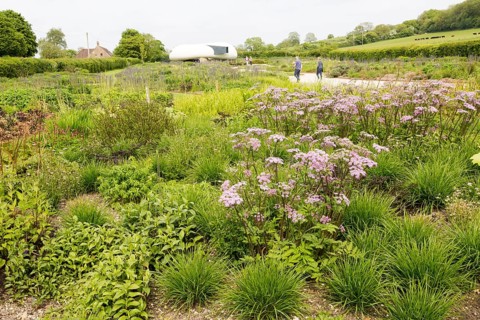Hauser and Wirth art gallery, restaurant and garden, Durslade Farm, Bruton, Somerset, England, UK
