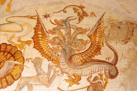 Image set of Casas Pintadas, Evora, Portugal unusual 16th-century murals paintings of creatures