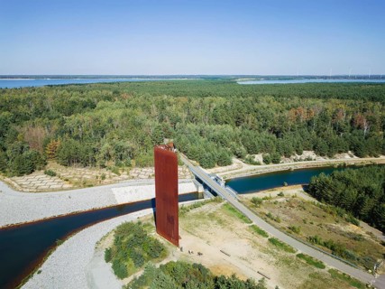 The 30 metre high landmark of the Lusatian Lakeland, the so-called Rusty Nail, was built at the