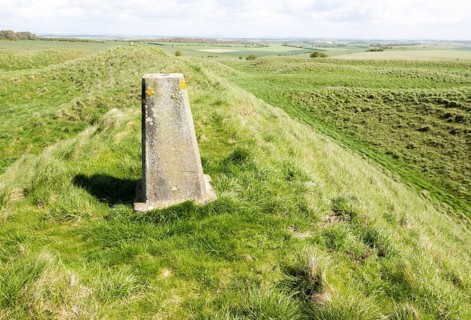 Defensive ramparts and ditch Yarnbury Castle, Iron Age hill fort, Wiltshire, England, UK