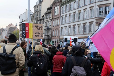 Strasbourg, France: Large demonstration for freedom against the corona measures and the vaccination